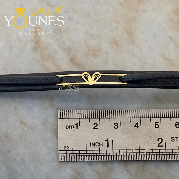 دستبند طلا چرم قلبی زنانه